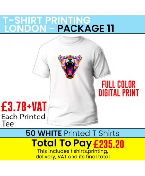 50 WHITE T Shirt Printing with Full colour digital print